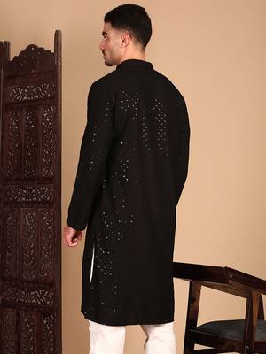 Black shimmeringsequinchikankari work kurta 5