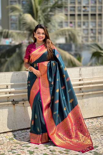 Rama soft silk blend woven meenakari designer saree