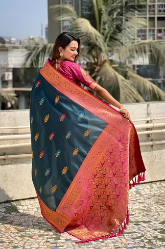 Rama soft silk blend woven meenakari saree