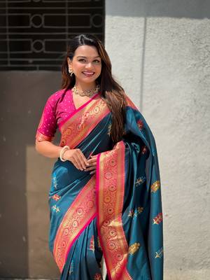 Rama soft silk blend woven meenakari saree 3