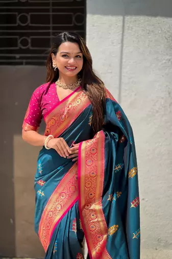 Rama soft silk blend woven meenakari saree