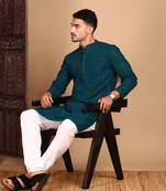 Firozi shimmering sequin exquisite chikankari work kurta