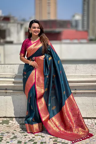 Rama soft silk blend woven meenakari saree