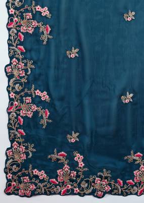 Trendmalls Morpich Rangoli art Silk Heavy Embroidered saree 6