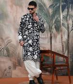 Blackfloral print heavy chikankari work with kurta