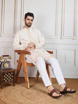 cream floral workkurta 1