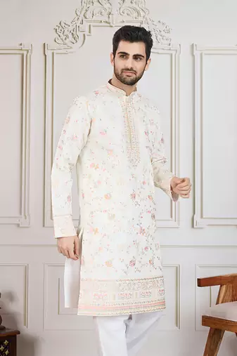 cream floral workkurta