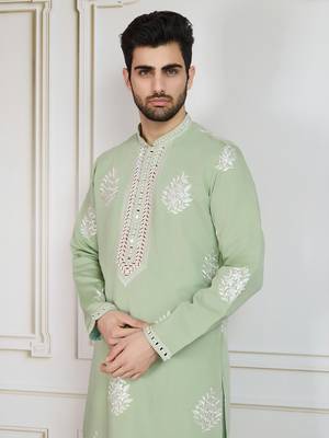 parrot green floral workkurta 4
