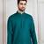 Firozi solid cotton textured kurta