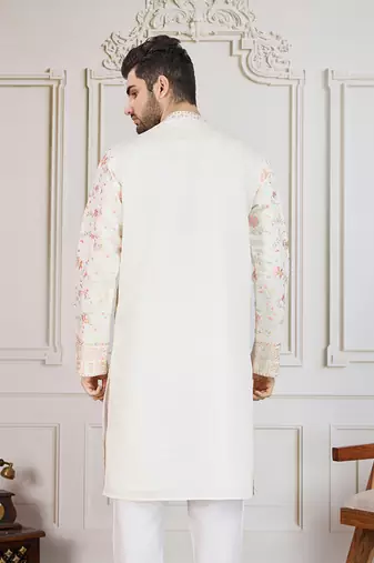cream floral workkurta