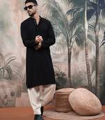 solid chikankari black kurta handcrafted