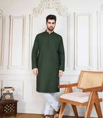 Deep green solidcotton textured kurta