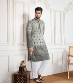 greyfloral work fusion wear kurta