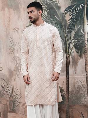 Pink shimmering sequin exquisite chikankari work kurta 2