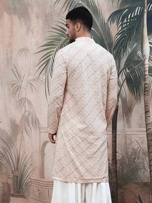 Pink shimmering sequin exquisite chikankari work kurta 5