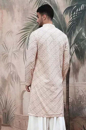 Pink shimmering sequin exquisite chikankari work kurta