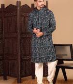 Firozi chicgeometric patternchikankari kurta with sequin