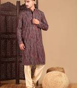 Orange chicgeometric patternchikankari kurta with sequin