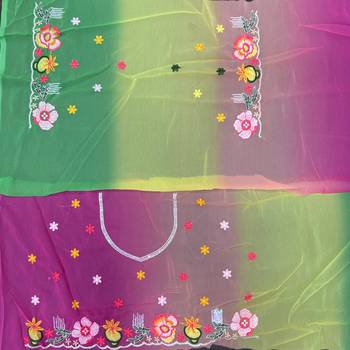 Green embroidery work bollywood style georgette saree 5
