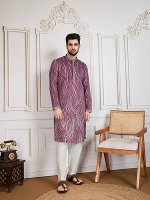purple solid with print kurta 1