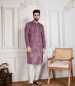 purple solid with print kurta