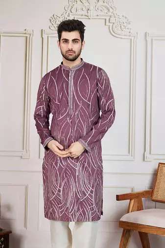 purple solid with print kurta