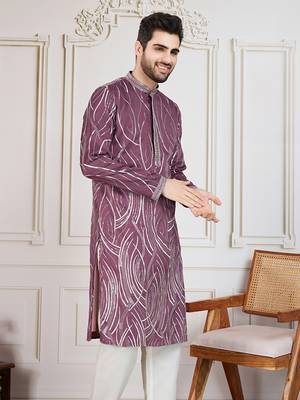 purple solid with print kurta 3