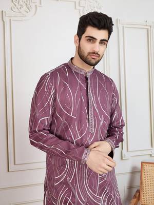 purple solid with print kurta 4
