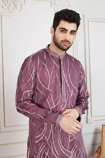 purple solid with print kurta