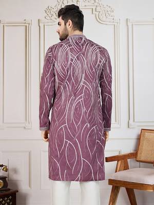 purple solid with print kurta 5