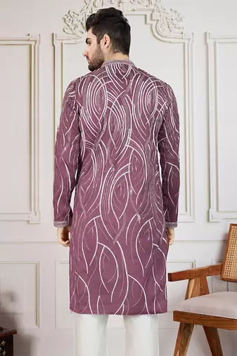 purple solid with print kurta