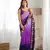 Purple embroidery work bollywood style georgette saree