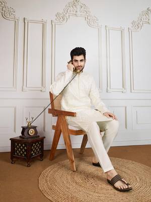 Creamfloral fusion work wear kurta 1