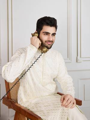 Creamfloral fusion work wear kurta 4