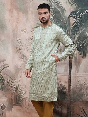 Grey steel polyester sequins kurta with chikankari work 2
