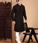 black solid chikankari kurta
