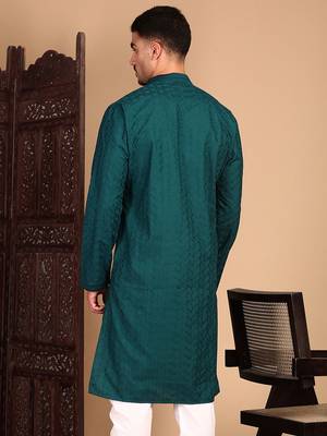Firozi solid chikankari kurta 5