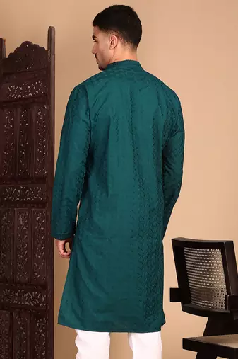 Firozi solid chikankari kurta