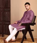Mauve solid chikankari kurta