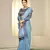 Sky blue digital foil printed bollywood style chiffon saree