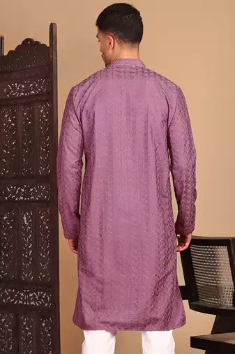 Mauve solid chikankari kurta