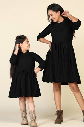 Black samaira velvet dresses for mom & daughter