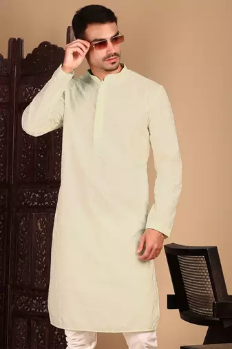 Off white solid chikankari kurta
