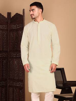 Off white solid chikankari kurta 4