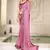 Pink digital foil printed bollywood style chiffon saree