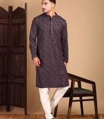 Voilet chicgeometric patternchikankari kurta with sequin