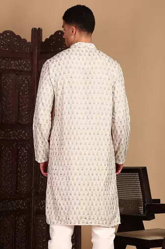 Cream chic abstract chikankari sequin kurta