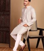 Light pink chicabstractchikankari kurta with sequin kurta