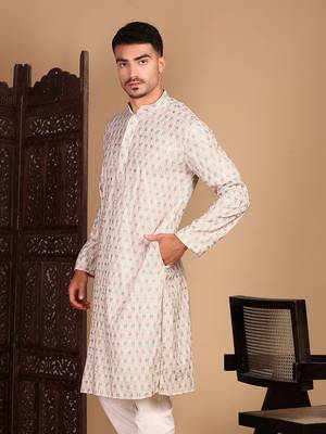 Light pink chicabstractchikankari kurta with sequin kurta 2