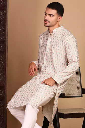Light pink chicabstractchikankari kurta with sequin kurta
